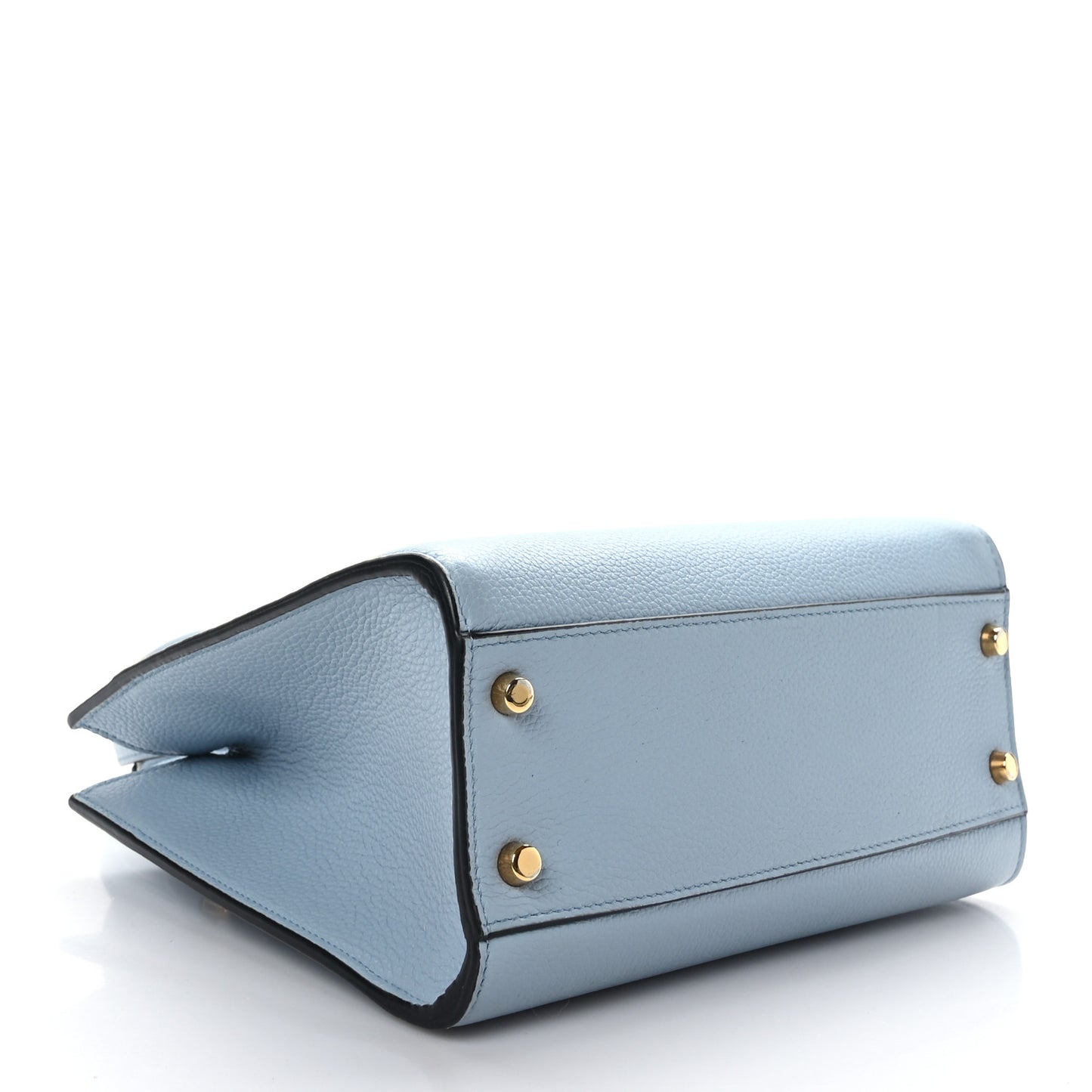 Grainy Calfskin Virtus Top Handle Tote Light Blue