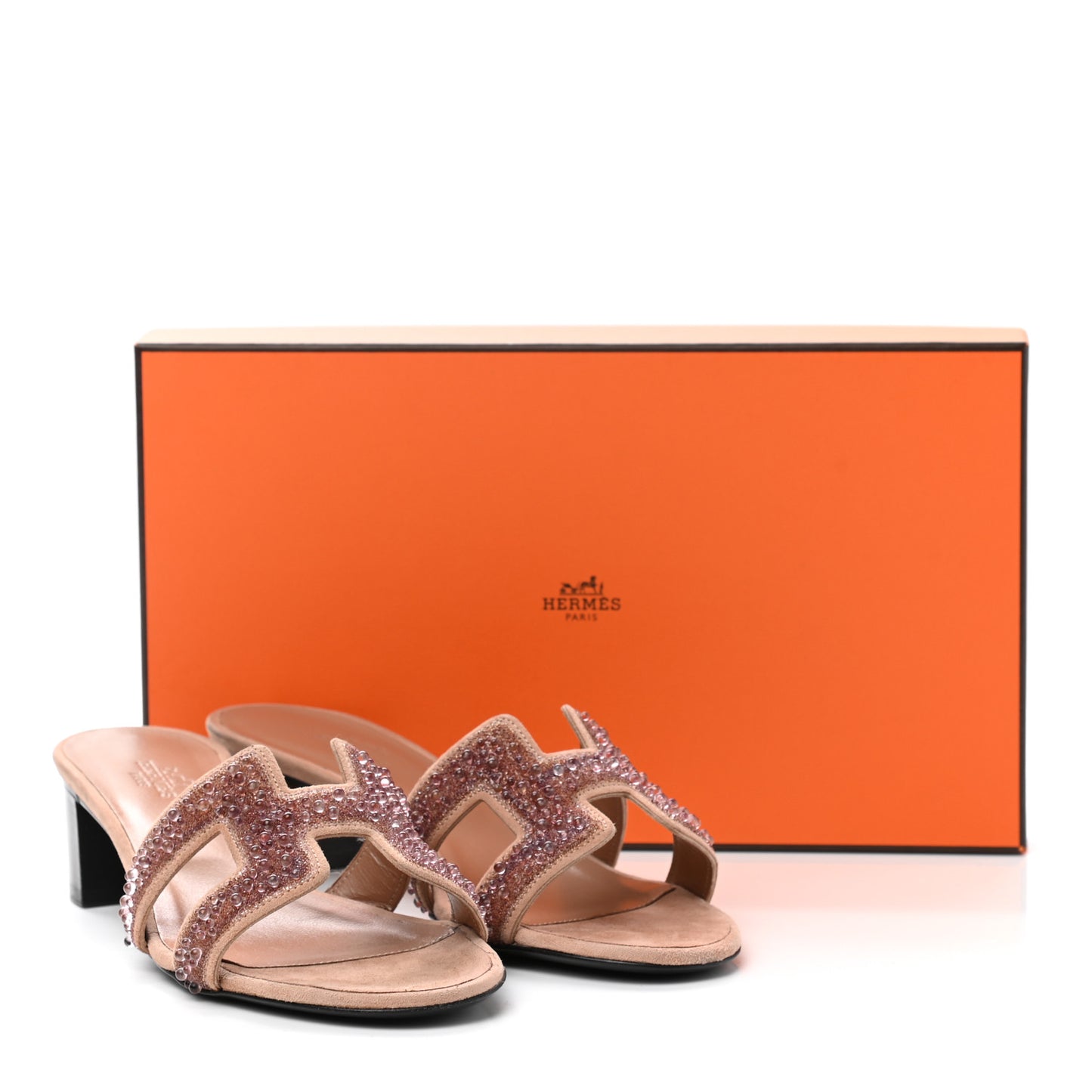 Suede Goatskin Crystal Oasis Sandals 36.5 Rose Nude