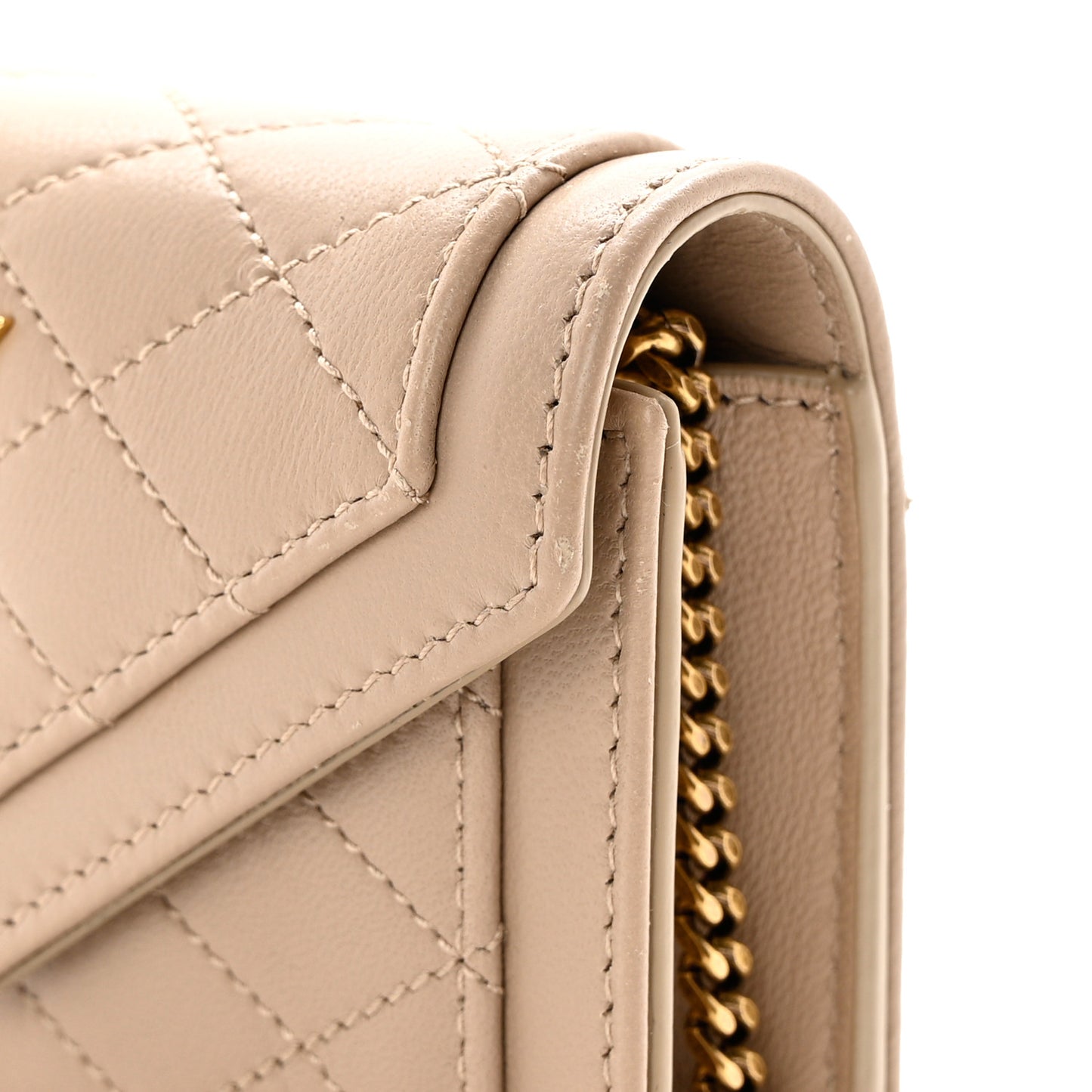 Lambskin Quilted Monogram Micro Gaby Crossbody Bag Beige