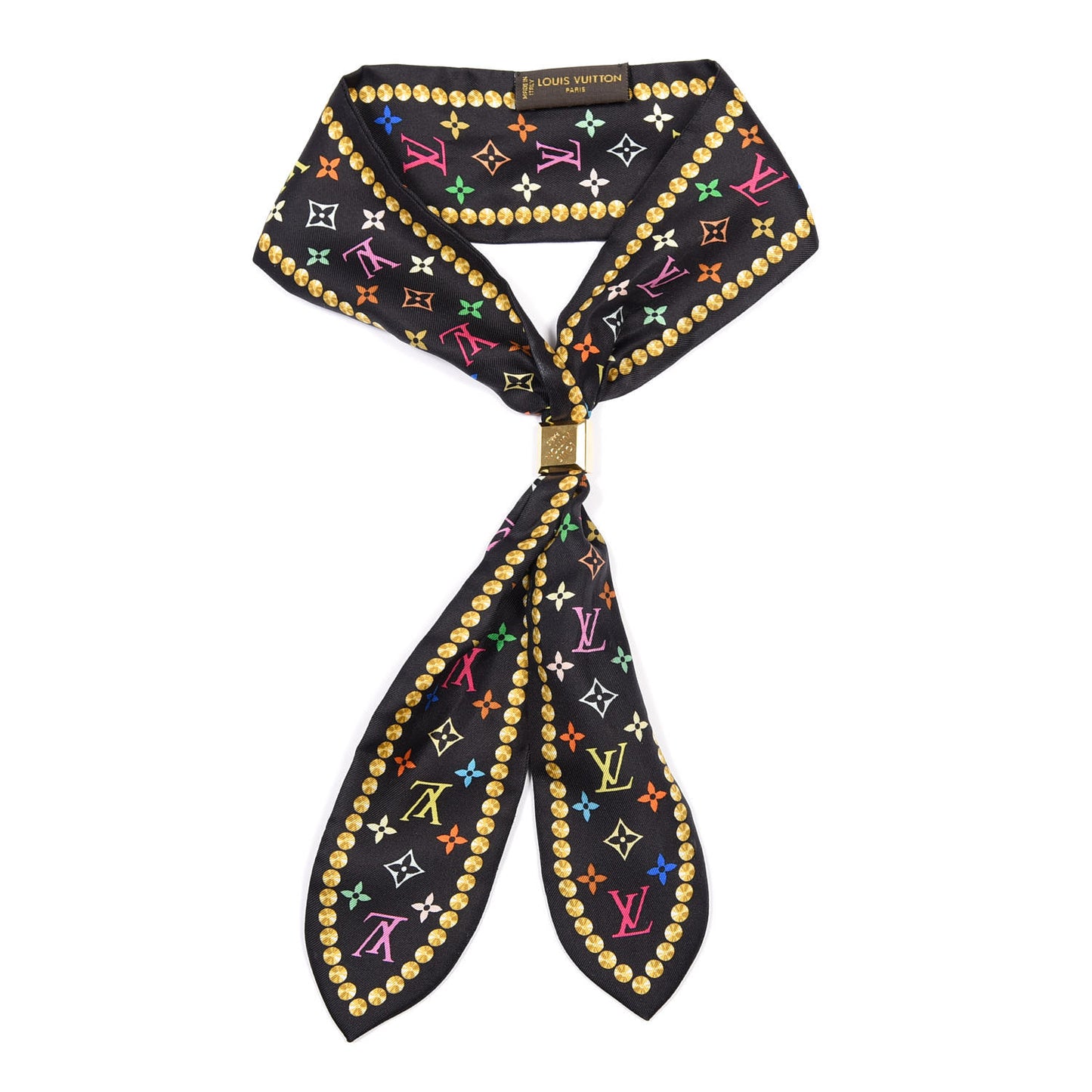 Silk Monogram Multicolor Bijou Bandeau Black