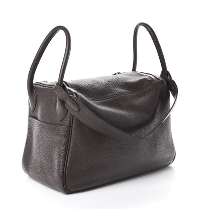 Hermes Taurillon Clemence Lindy 30 Chocolate 3 of 10