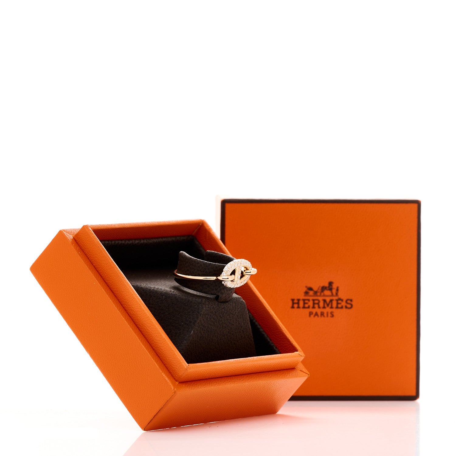Hermes 18K Rose Gold Diamond Farandole Ring 58 8.5 6 of 6