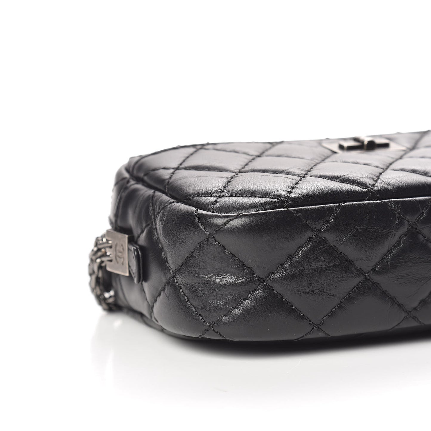 Aged Calfskin Quilted Mini Reissue Camera Case Black