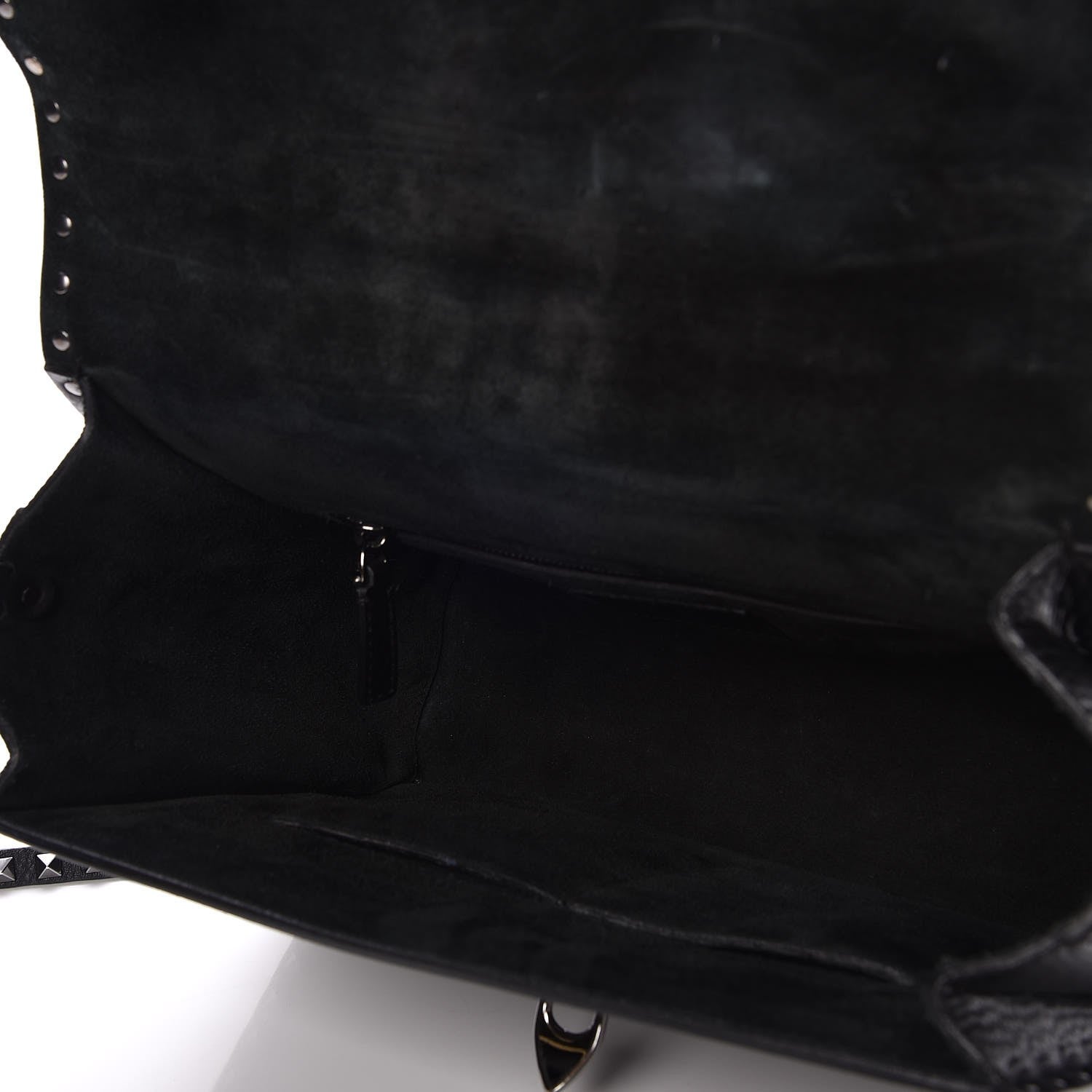 Valentino Garavani Alce Printed Calfskin Rockstud Top Handle Flap Shoulder Bag Black 5 of 7