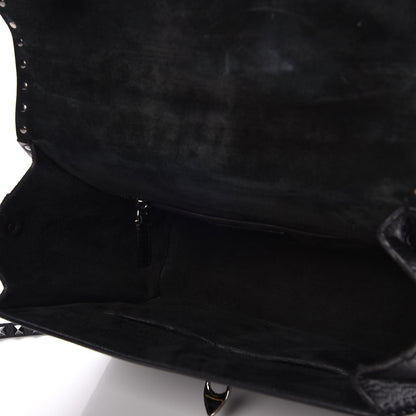 Valentino Garavani Alce Printed Calfskin Rockstud Top Handle Flap Shoulder Bag Black 5 of 7