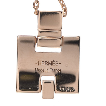 Hermes Rose Gold Plated Lacquered Eileen Pendant Necklace Ecru 5 of 7