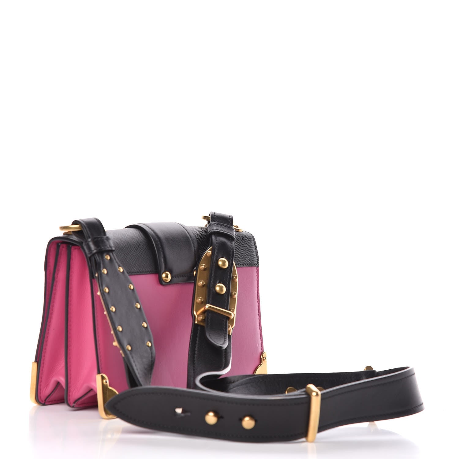 Prada City Calf Saffiano Cahier Bag Fuxia Black 3 of 11