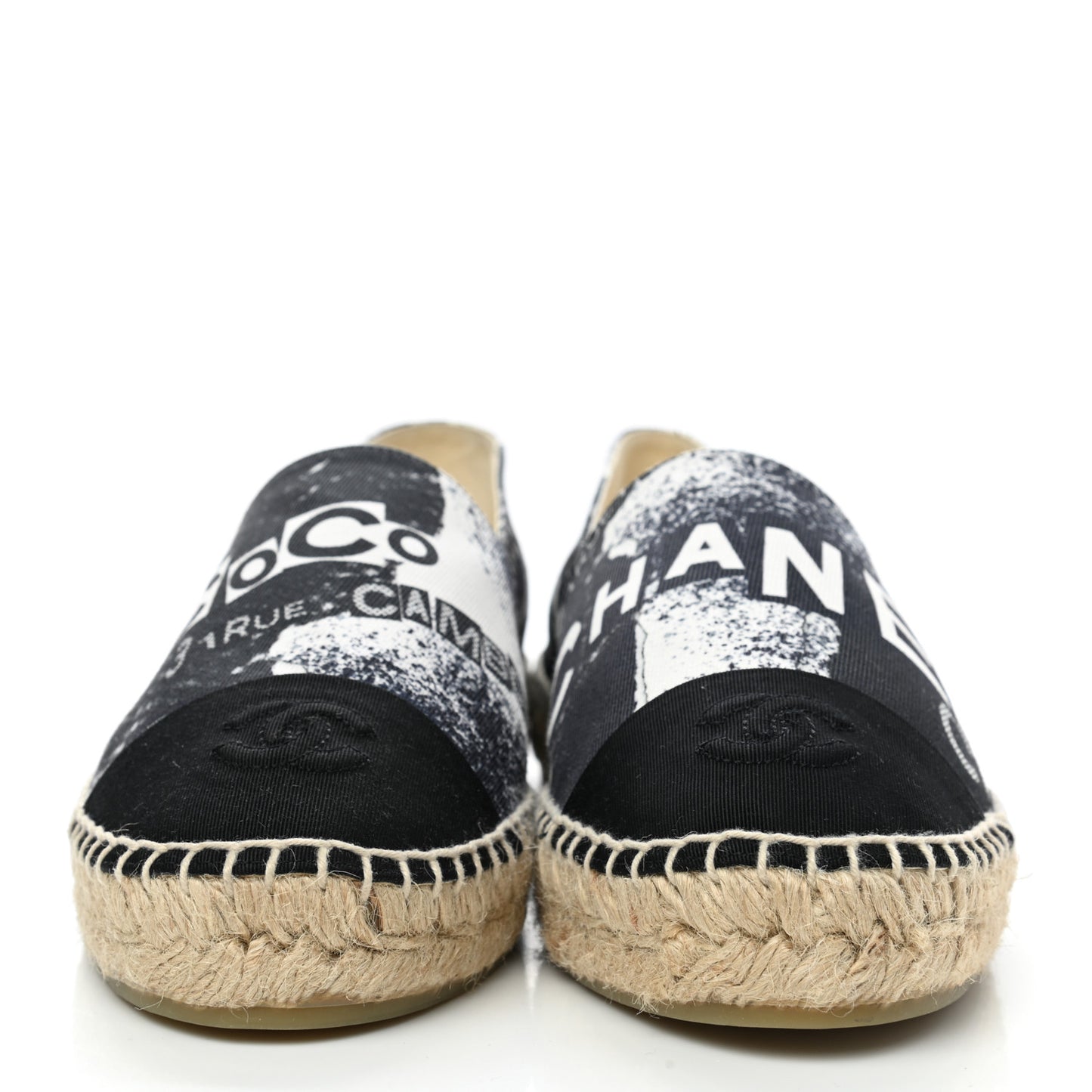 Printed Canvas Grosgrain 31 Rue Cambon Espadrilles 40 Black White