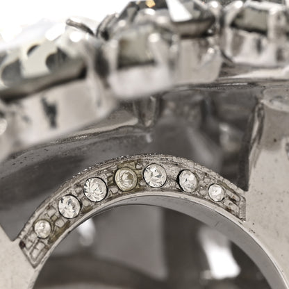 Christian Dior Crystal Cocktail Ring 54 7 Silver 4 of 6