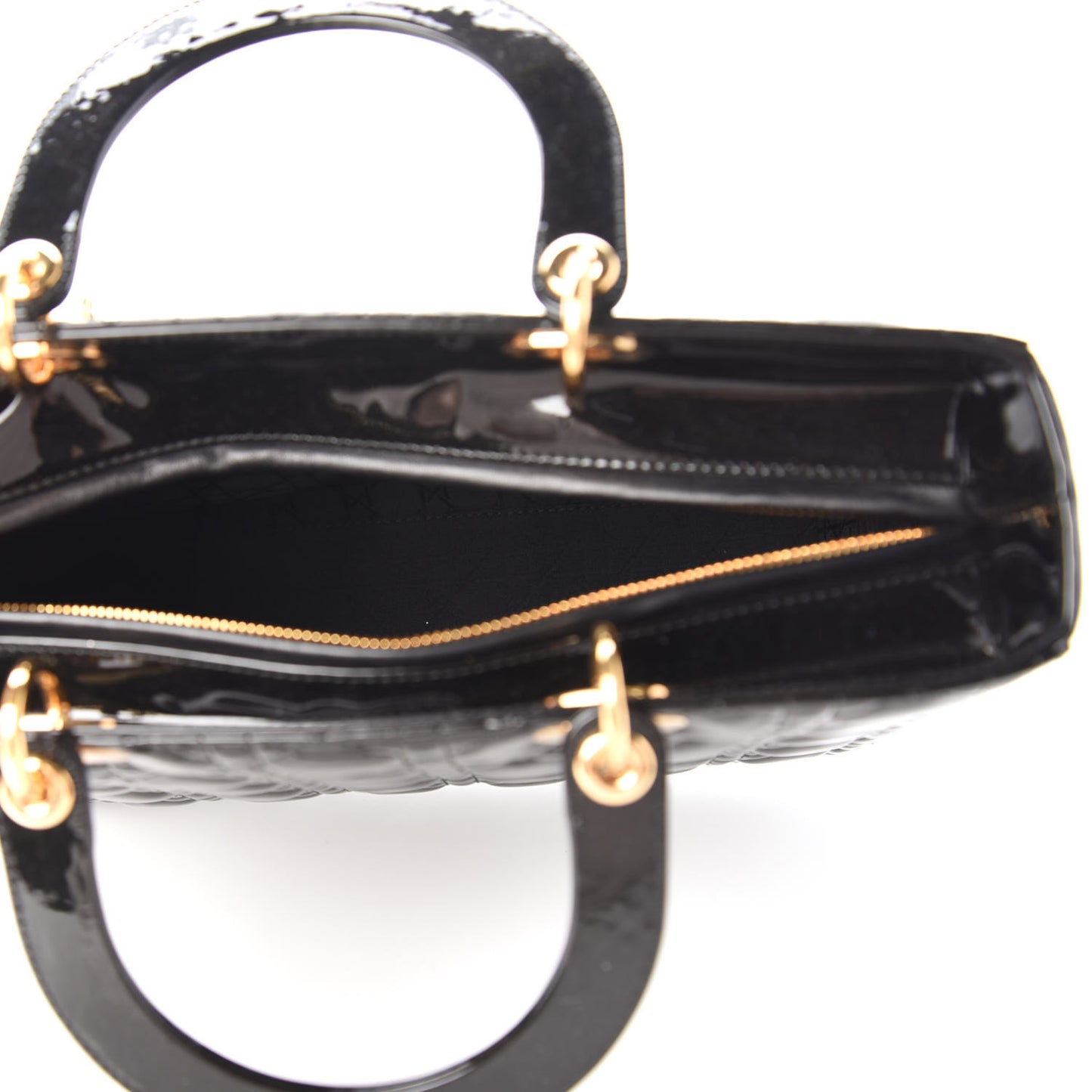 Patent Cannage Large Lady Dior Black