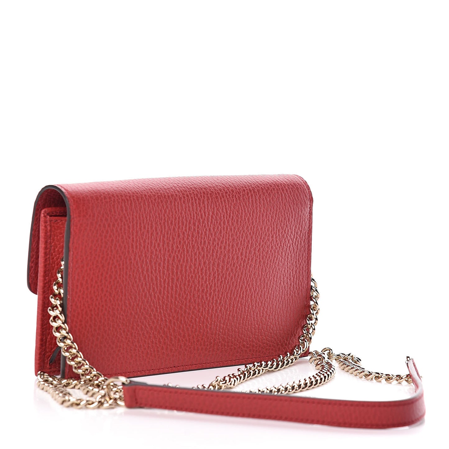 Dollar Calfskin Interlocking G Chain Wallet Red