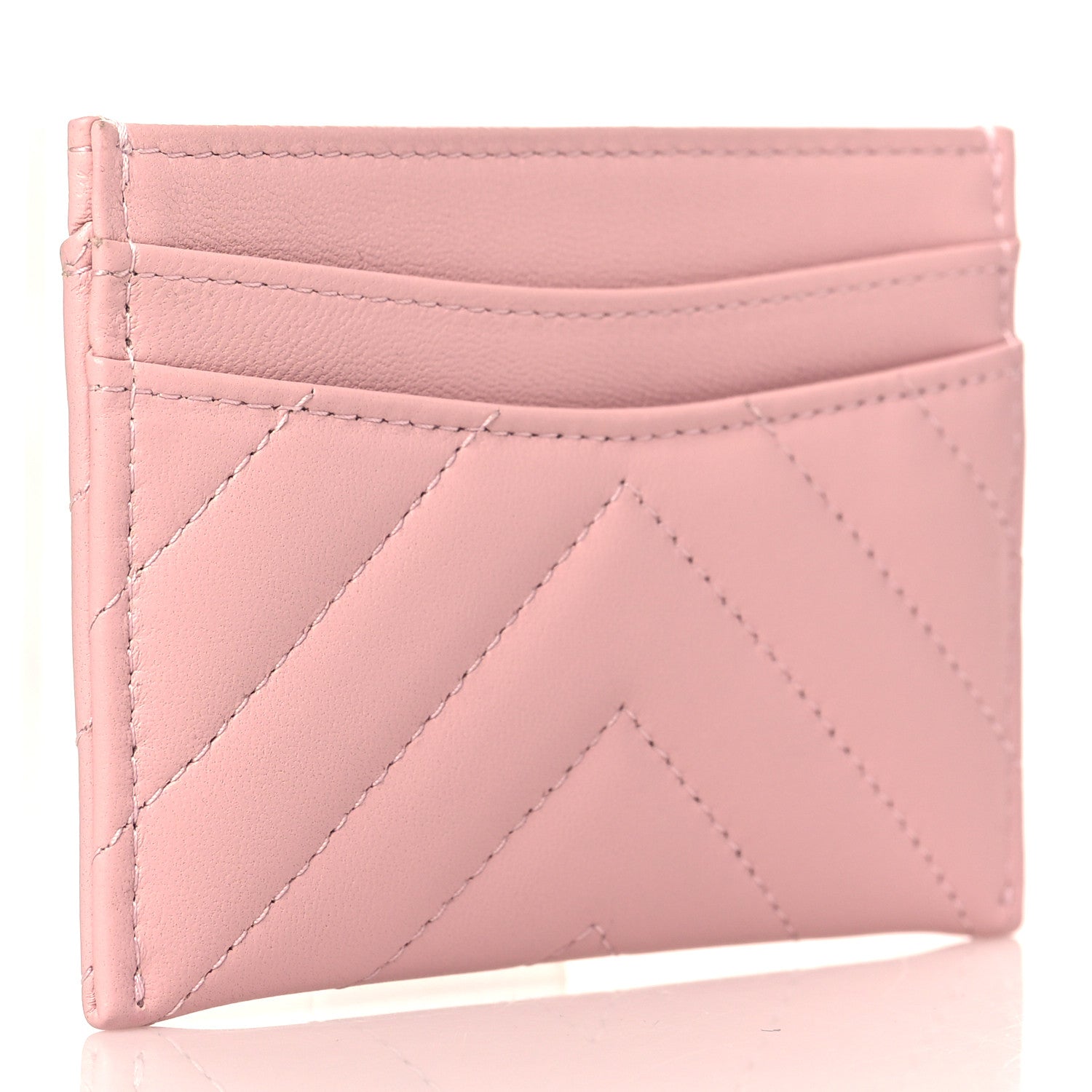 Chanel Lambskin Chevron Quilted Card Holder Light Pink 5 of 10