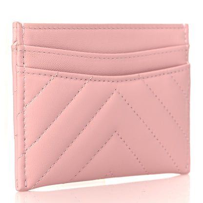 Chanel Lambskin Chevron Quilted Card Holder Light Pink 5 of 10