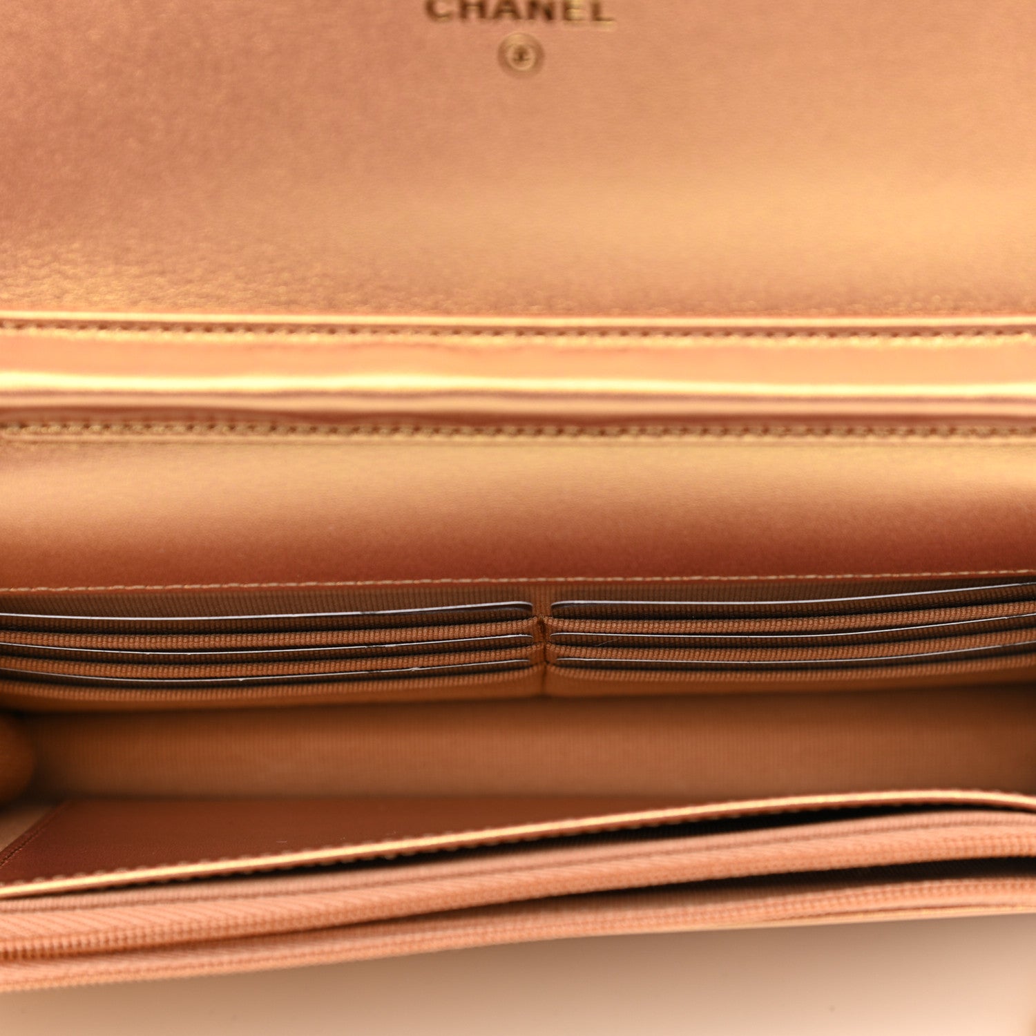 Chanel Metallic Lambskin Quilted Wallet On Chain WOC Golden 5 of 12