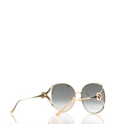 Gucci Metal Oversized Round Frame GG0225S Sunglasses Gold 4 of 9