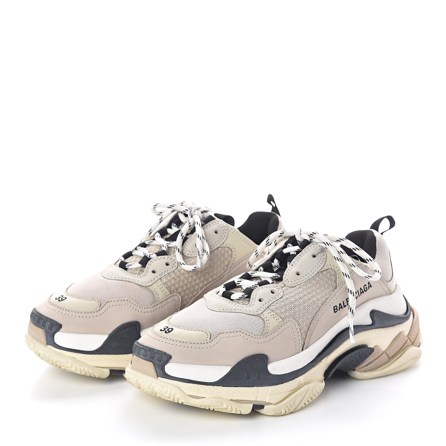 Balenciaga Fabric Mesh Womens Triple S Sneakers 38 Beige Black 3 of 8