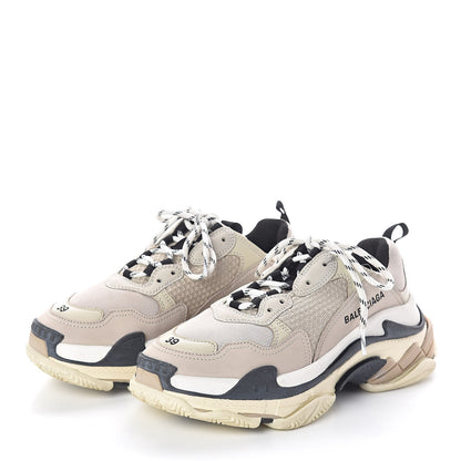 Balenciaga Fabric Mesh Womens Triple S Sneakers 38 Beige Black 3 of 8
