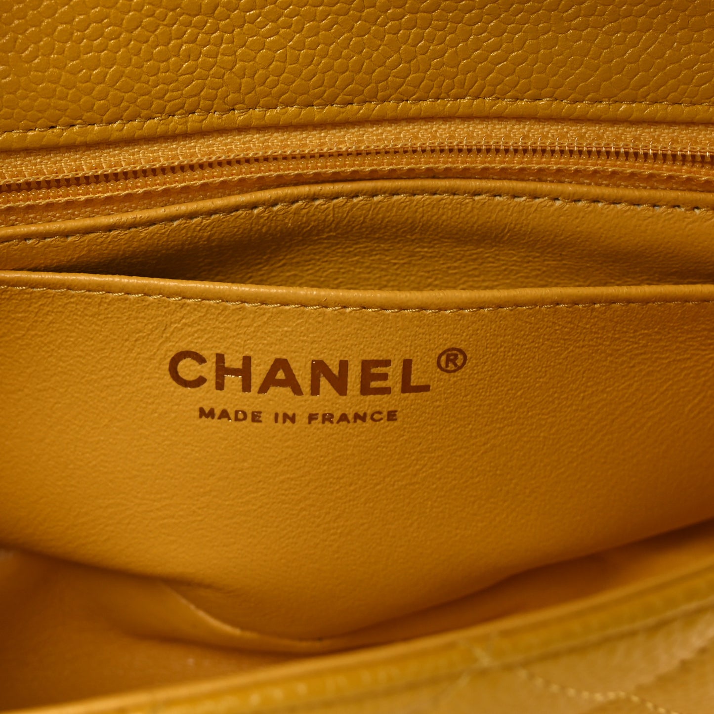 Caviar Quilted Mini Rectangular Flap Yellow