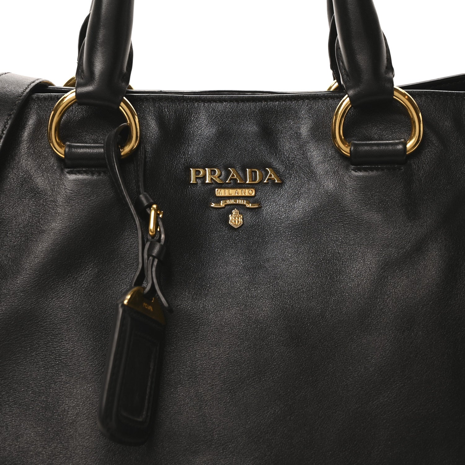 Prada Soft Calf Side Zip Tote Black 7 of 9