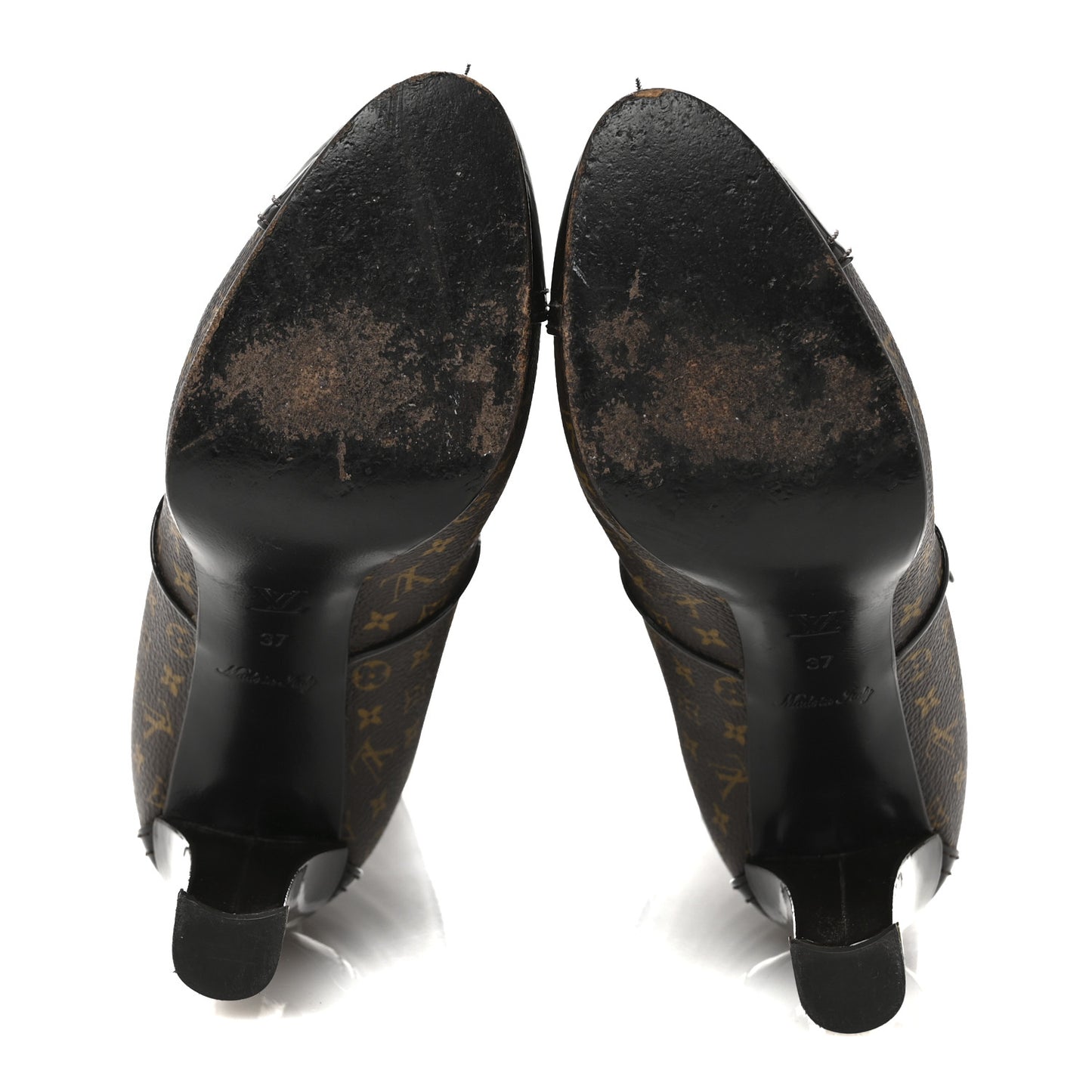 Patent Monogram Idole Knee High Boots 37 Brown