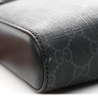Gucci GG Supreme Monogram Web Small Flat Messenger Bag Black Grey 11 of 12