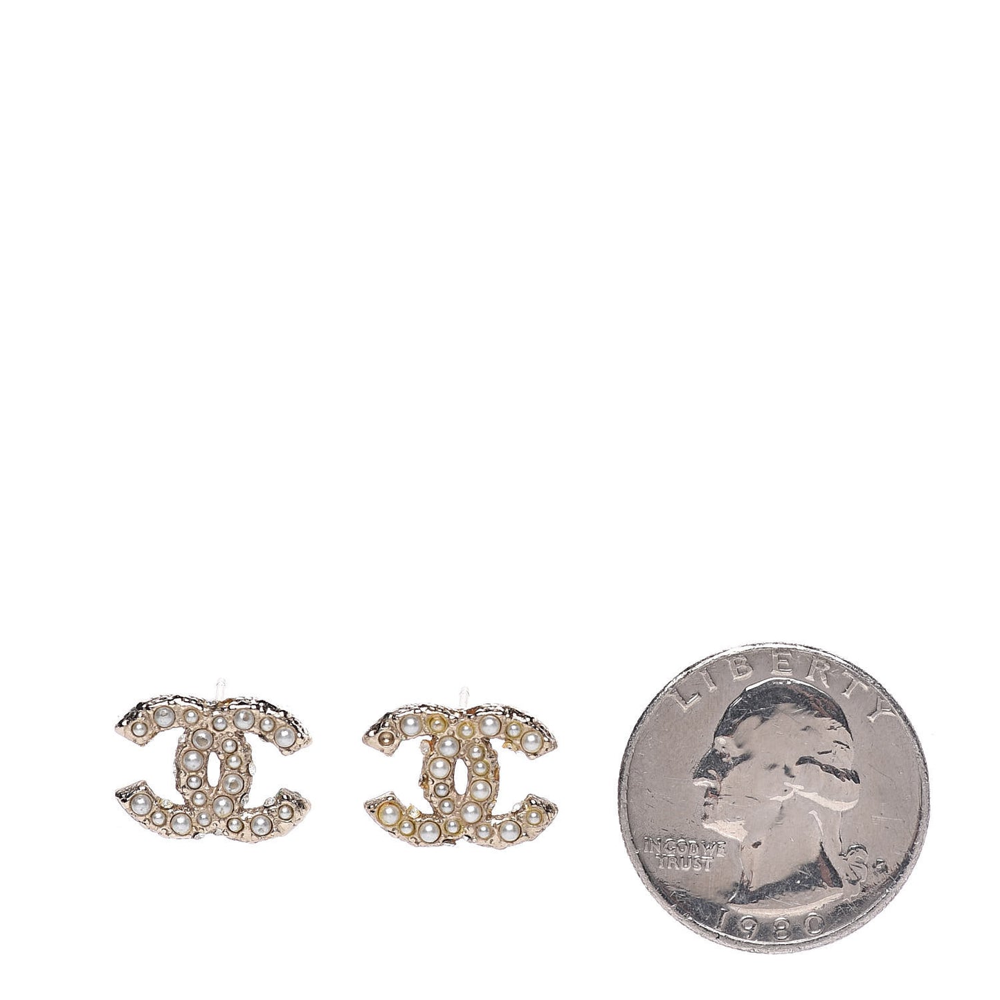 Pearl Crystal CC Earrings Gold