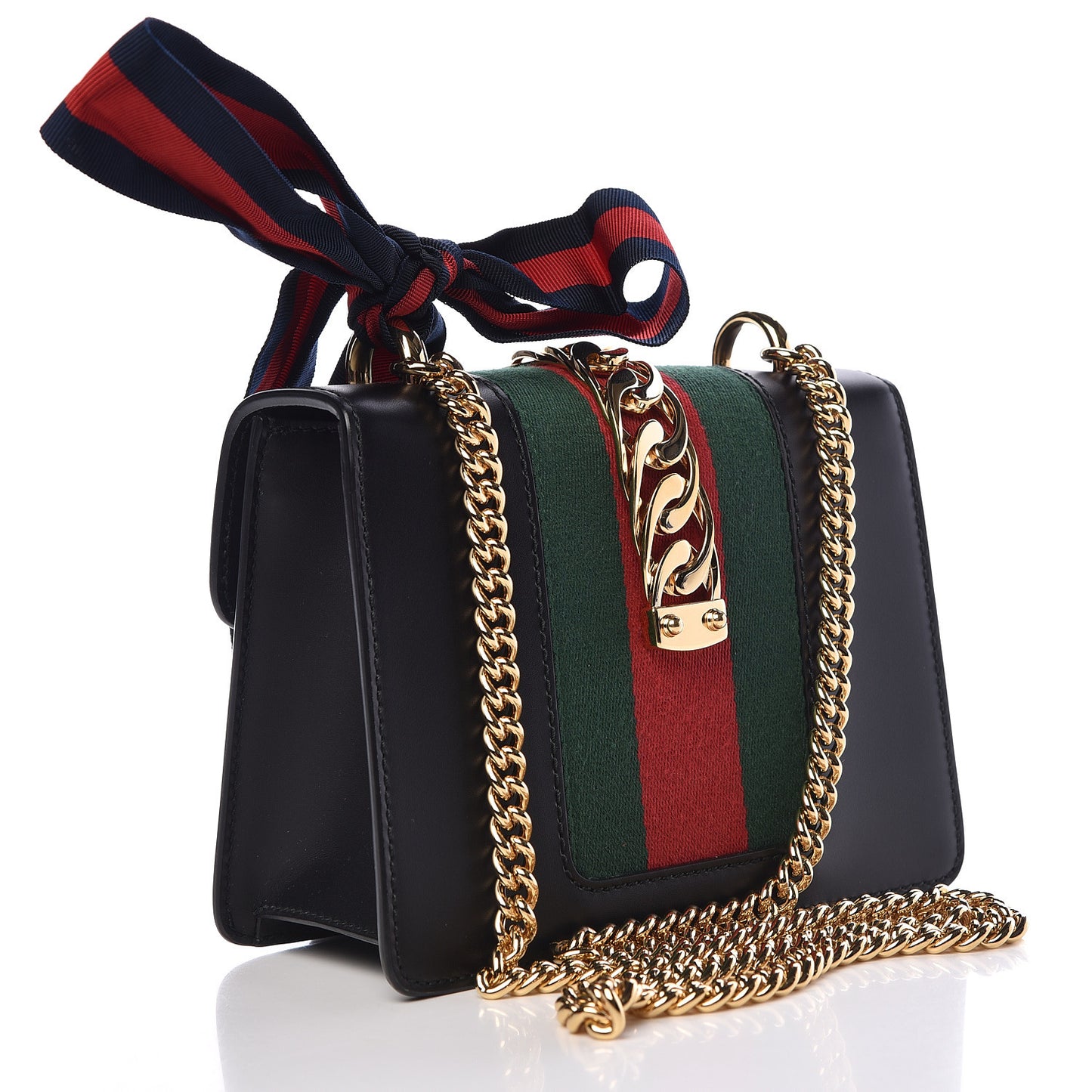 Calfskin Mini Sylvie Chain Shoulder Bag Black
