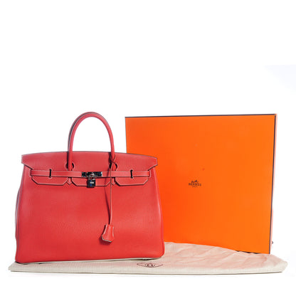 Hermes Taurillon Clemence Eclat Birkin 40 Sanguine White 5 of 20
