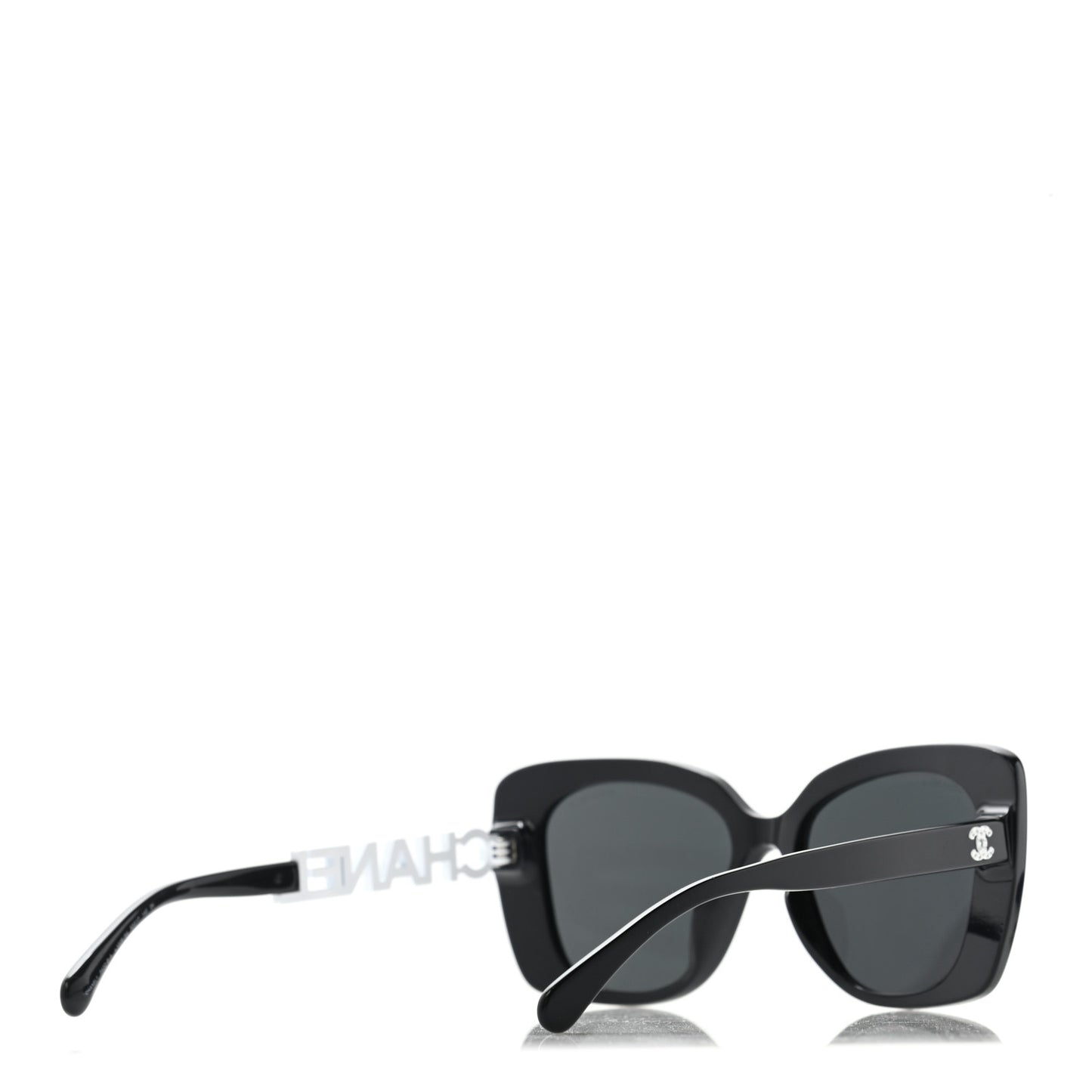 Acetate Strass Square Sunglasses 5422-B-A Black White