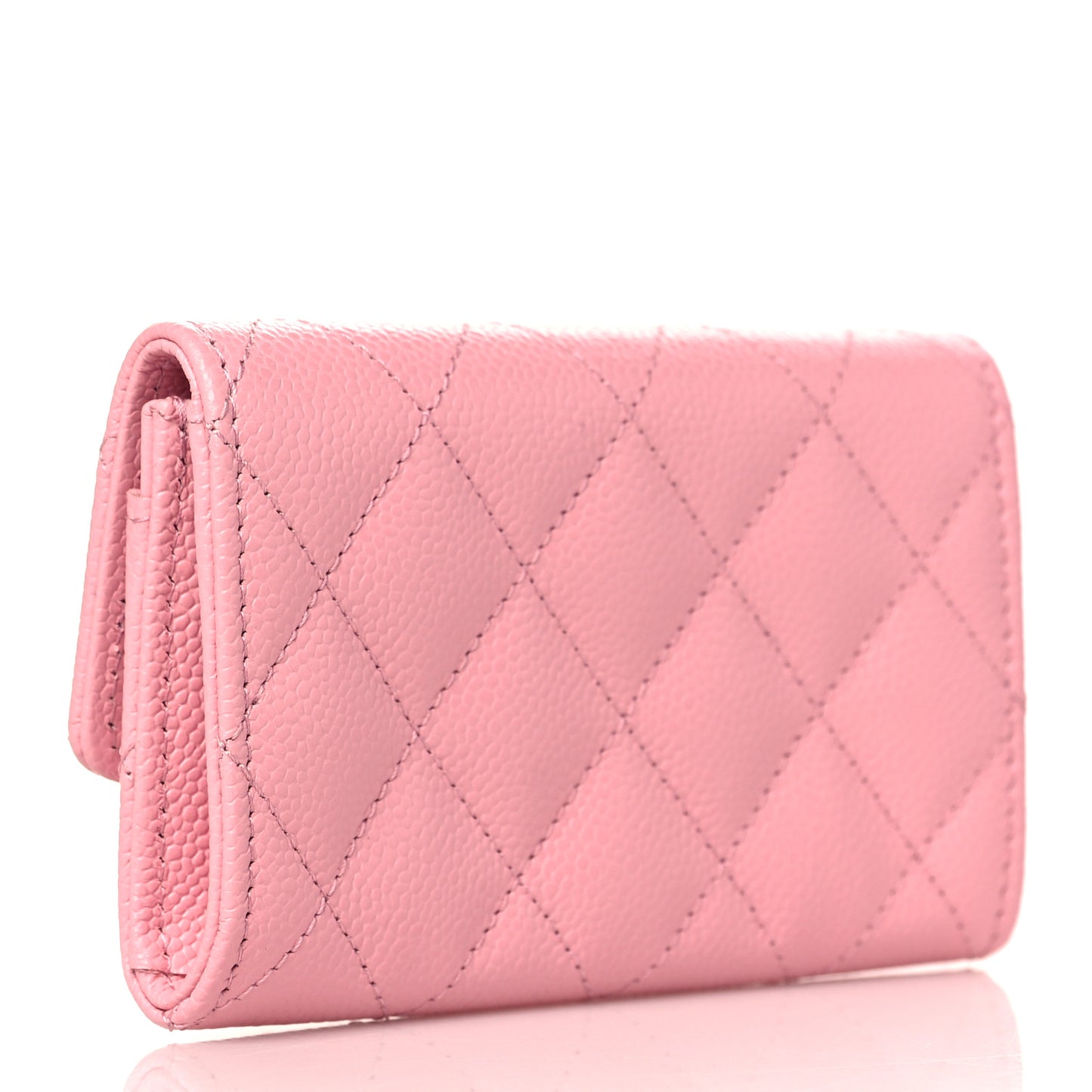 Caviar Quilted Multi Chain CC Flap Card Holder Pink