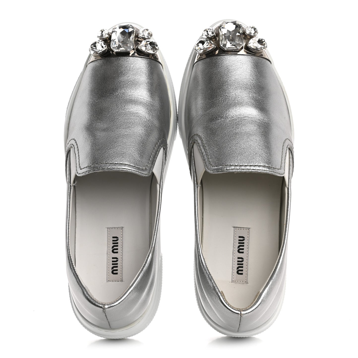 Mordore Crystal Embellished Womens Slip On Trainers 36 Cromo