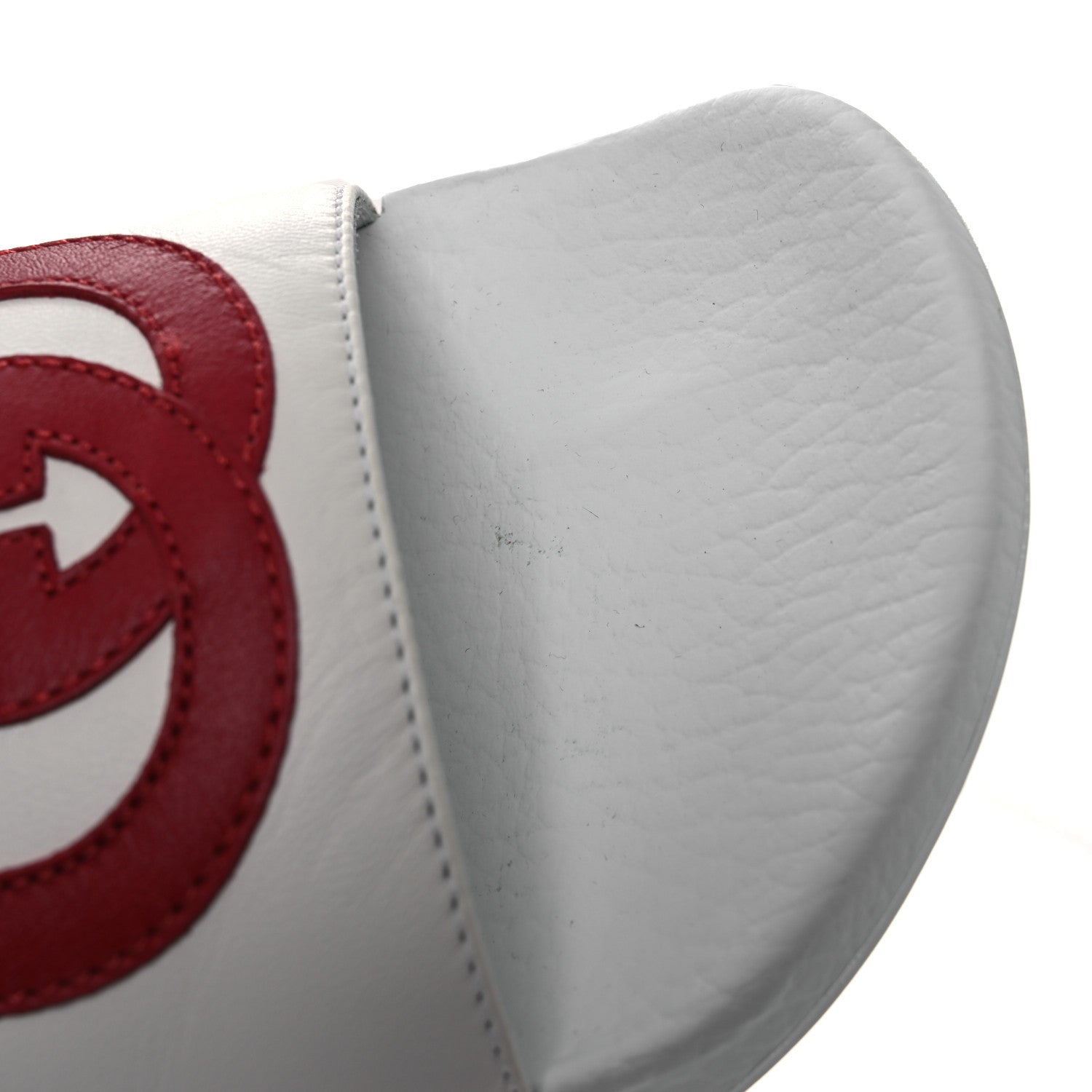 Gucci Nappa Miro Soft Calfskin Interlocking G Mens Slide Sandals 6 White Hibiscus Red 9 of 12