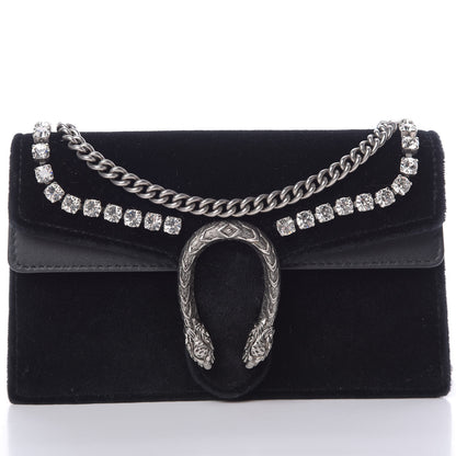 Gucci Velvet Crystal Super Mini Dionysus Shoulder Bag Black 7 of 13