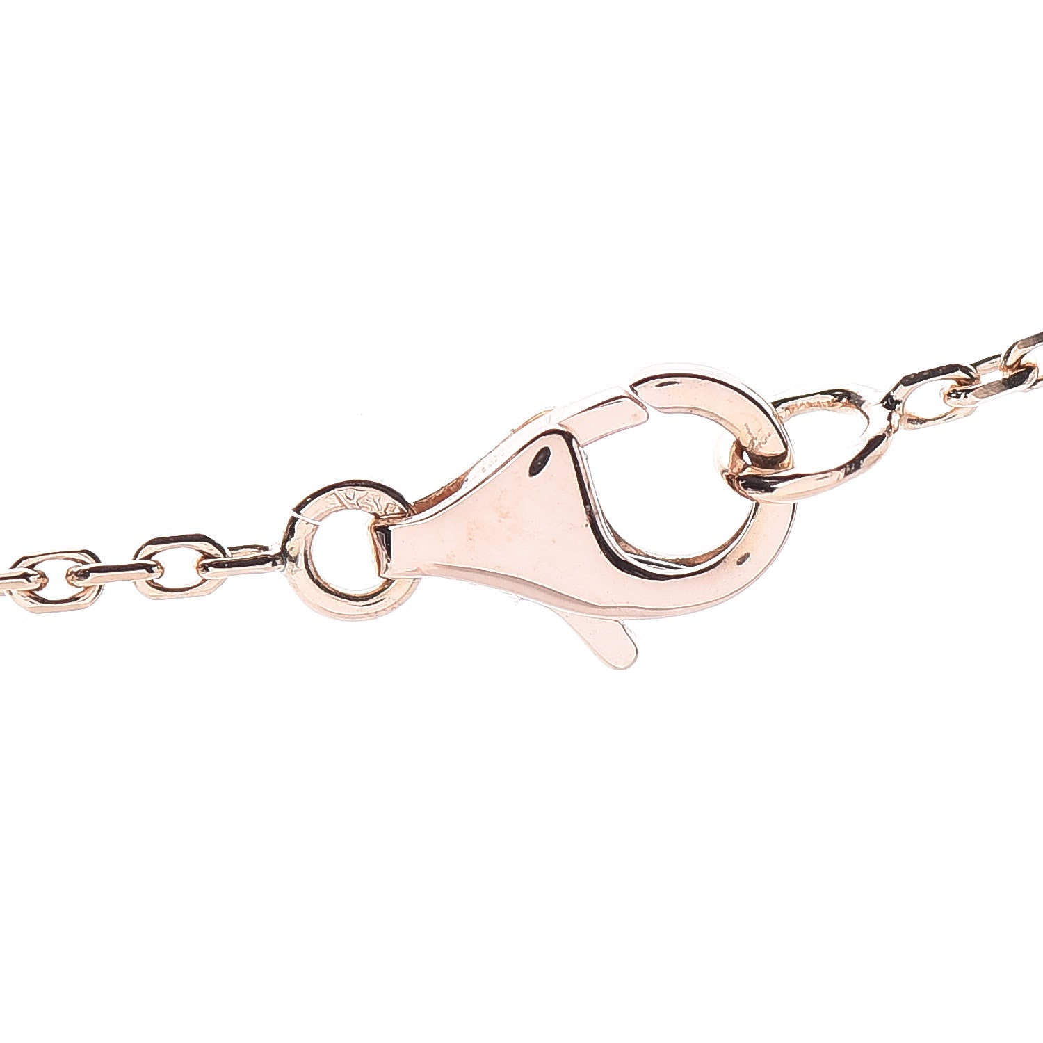 Van Cleef & Arpels 18K Rose Gold Diamond Pink Porcelain Vintage Alhambra Pendant Necklace 6 of 8