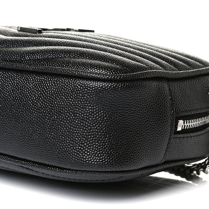 Saint Laurent Grain De Poudre Matelasse Monogram Mini Lou Camera Bag Black 7 of 12