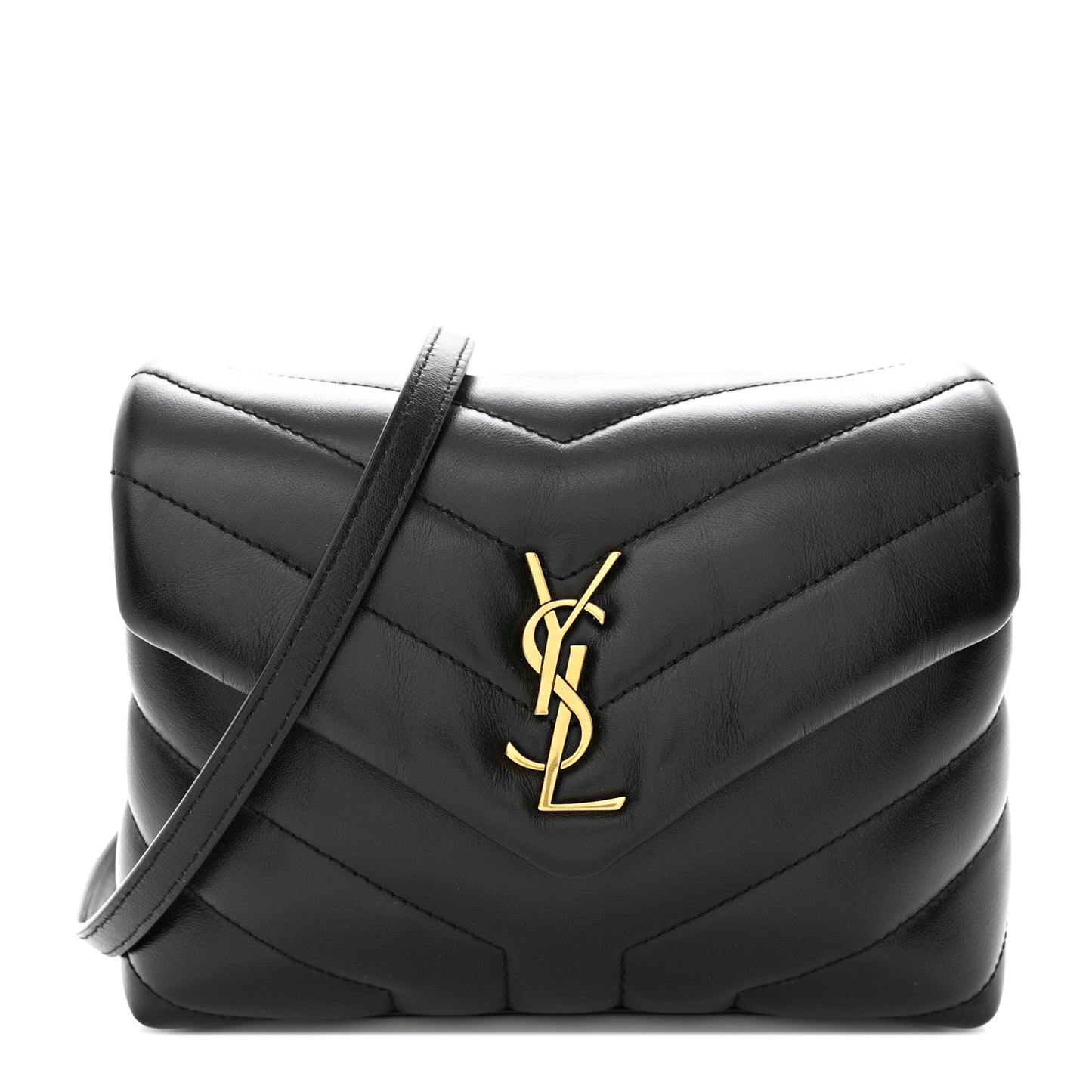 Calfskin Y Quilted Monogram Toy Loulou Crossbody Bag Black