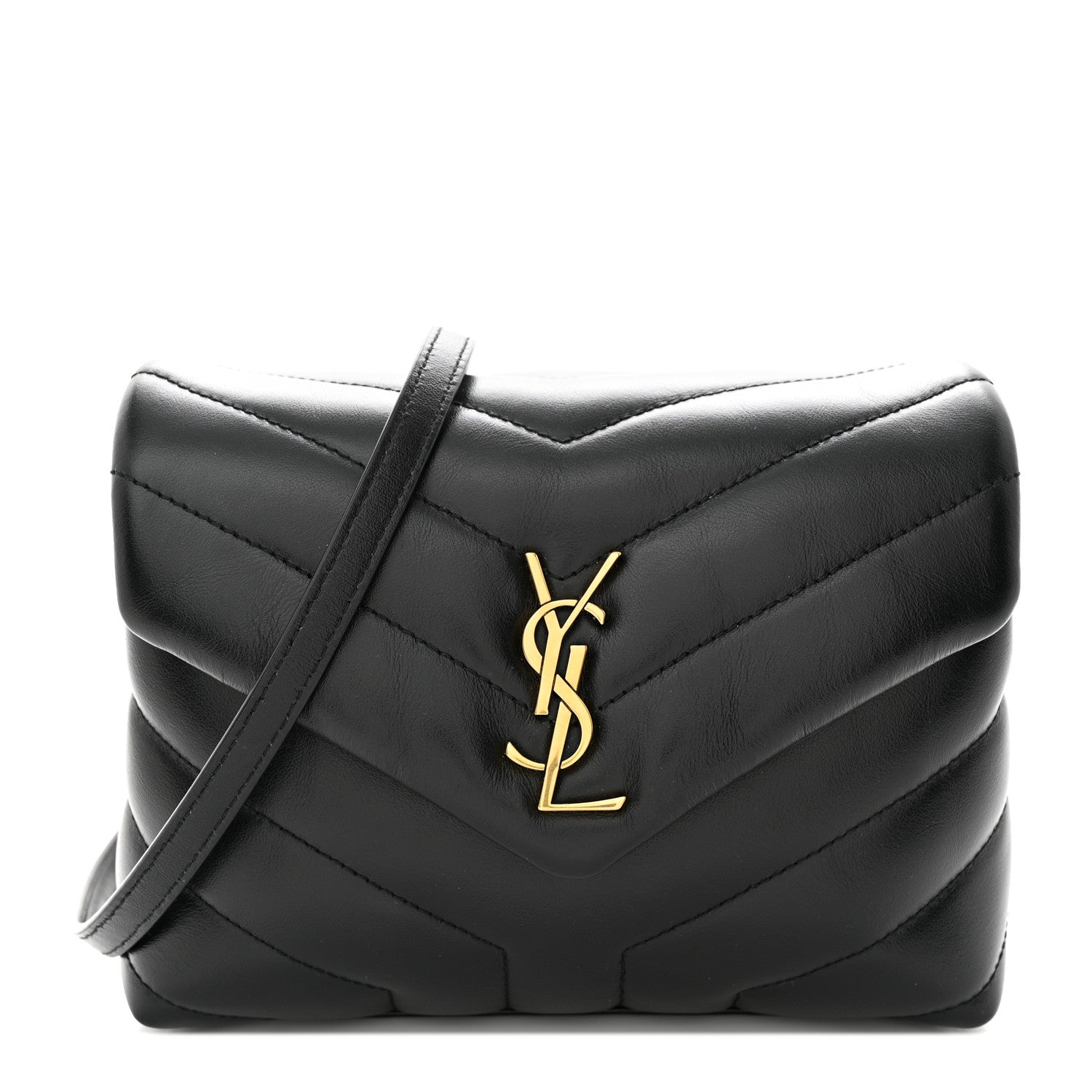 Saint Laurent Calfskin Y Quilted Monogram Toy Loulou Crossbody Bag Black 1 of 11