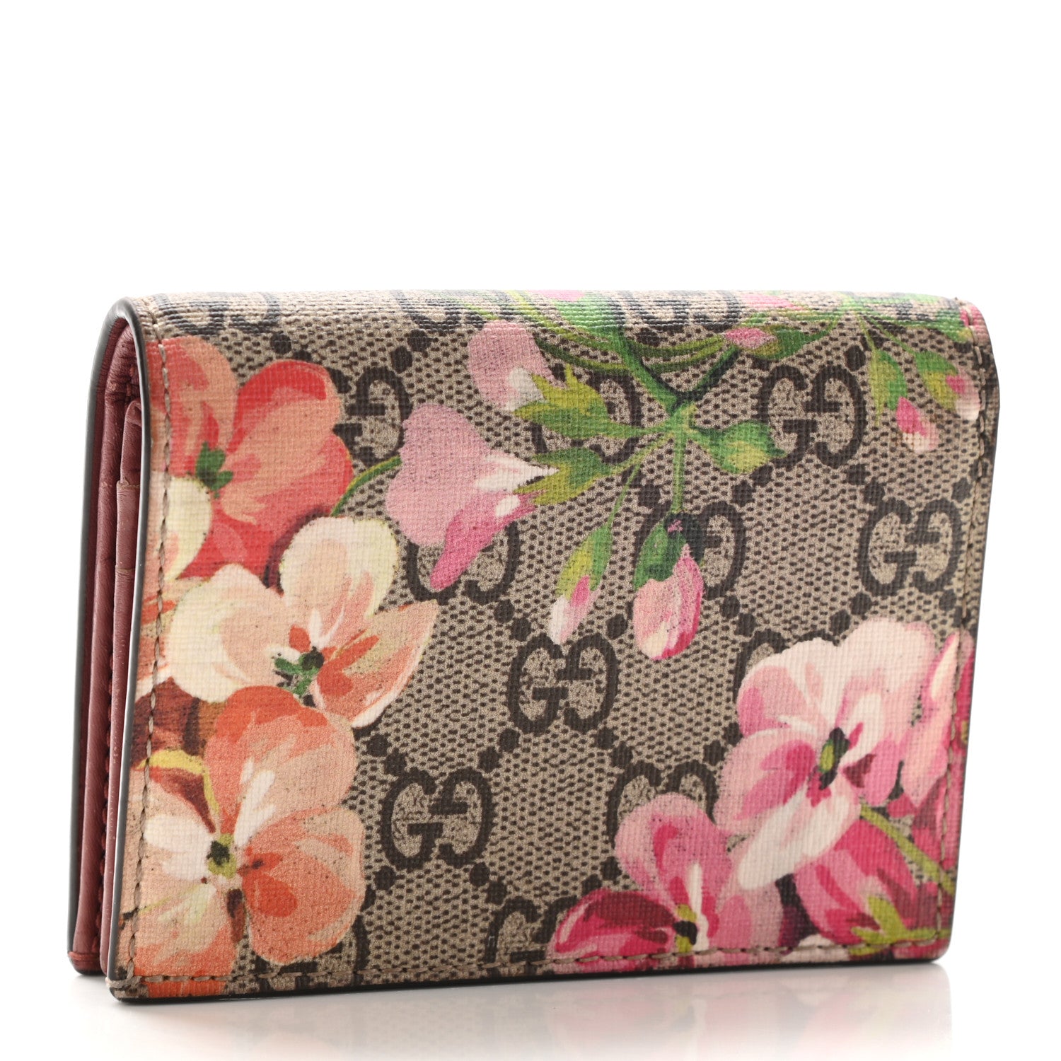 Gucci GG Supreme Monogram Blooms Card Case Wallet Beige Multicolor Dry Rose 3 of 18