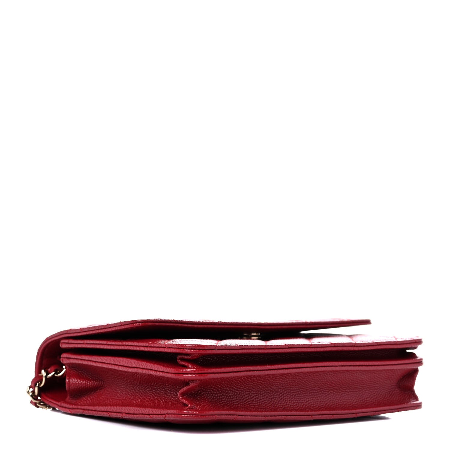 Chanel Caviar Quilted Square Wallet On Chain WOC Dark Red 4 of 11