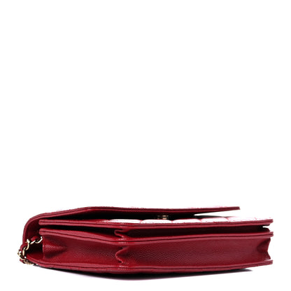 Chanel Caviar Quilted Square Wallet On Chain WOC Dark Red 4 of 11