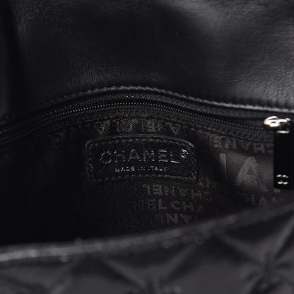 Chanel Glazed Crackled Calfskin Quilted Mademoiselle Flap Black 6 of 10