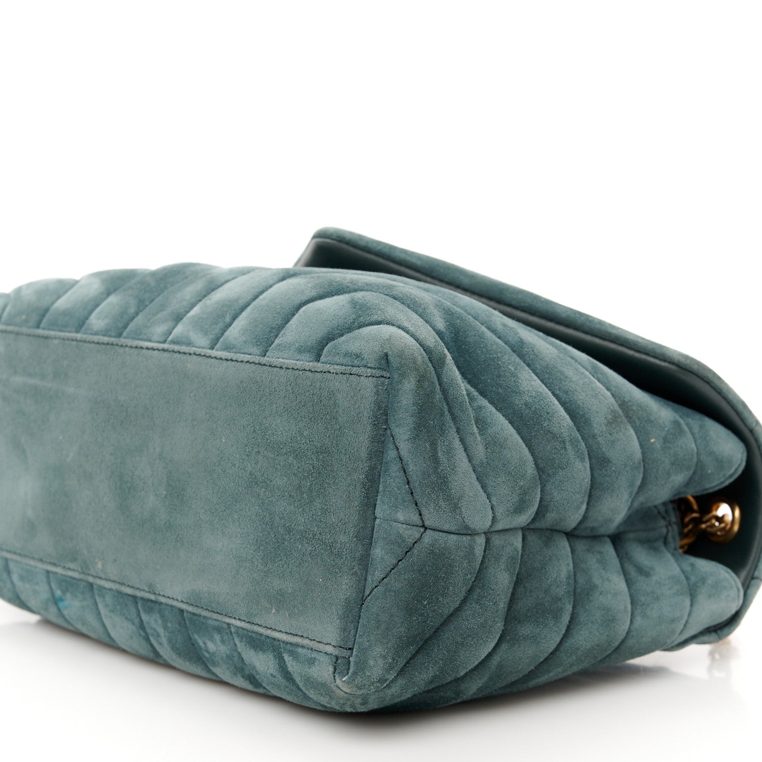 Saint Laurent Suede Calfskin Y Quilted Monogram Small Loulou Chain Satchel Algae 11 of 11