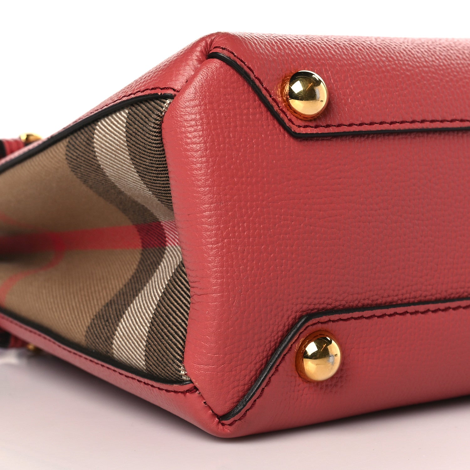 Burberry Grainy Calfskin House Check Small Banner Tote Cinnamon Red 7 of 10