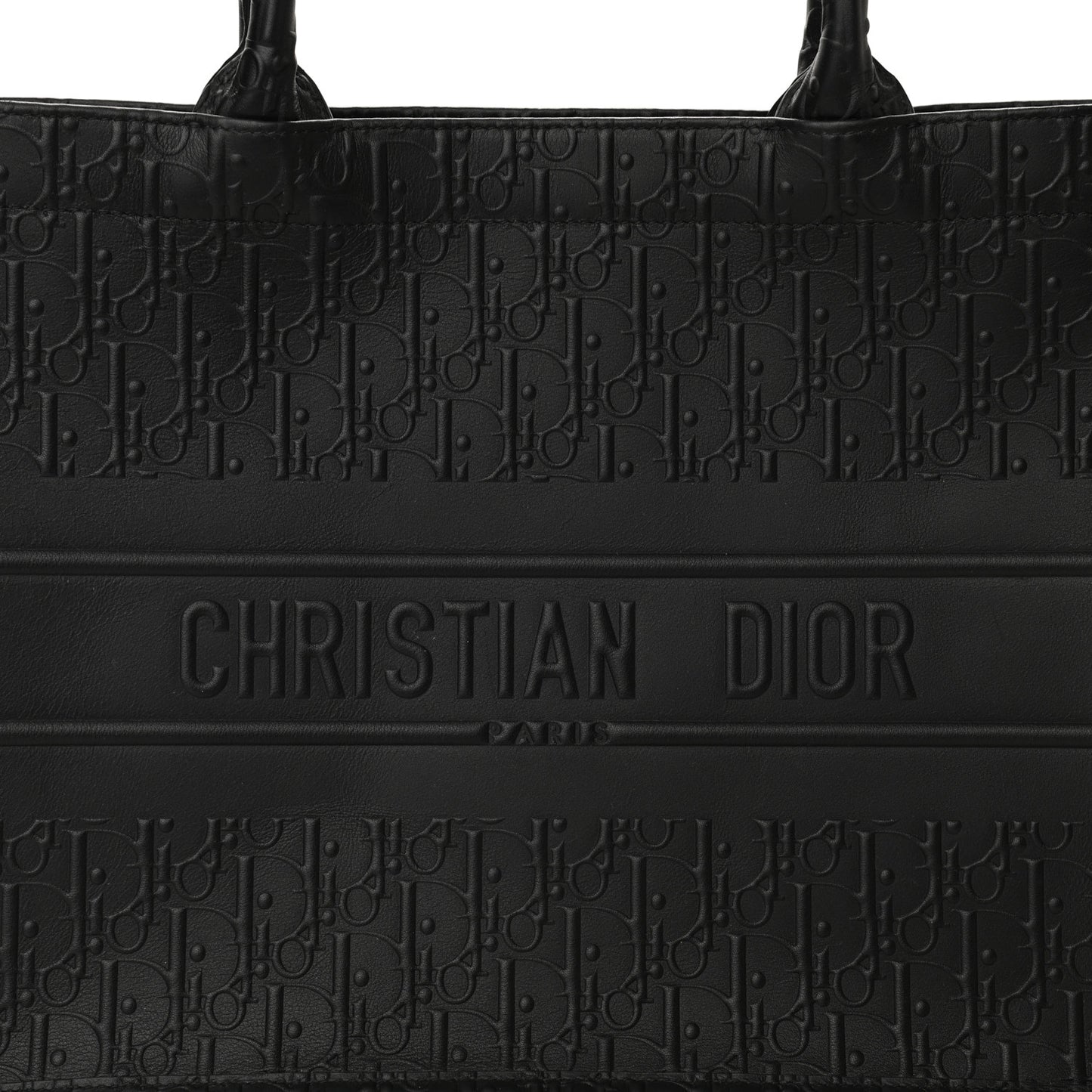 Oblique Calfskin Embossed Medium Book Tote Black