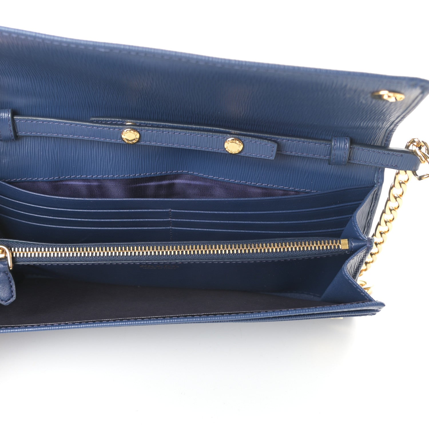 Prada Vitello Move Chain Wallet Bleuette 5 of 9