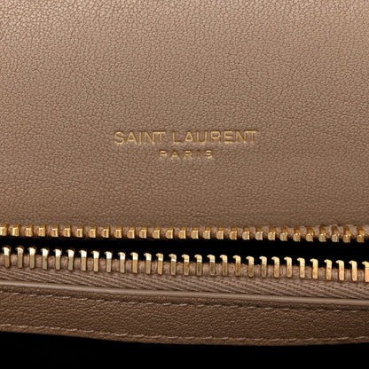 Saint Laurent Sheepskin Matelasse Chevron Monogram Medium College Bag Dark Beige 5 of 9