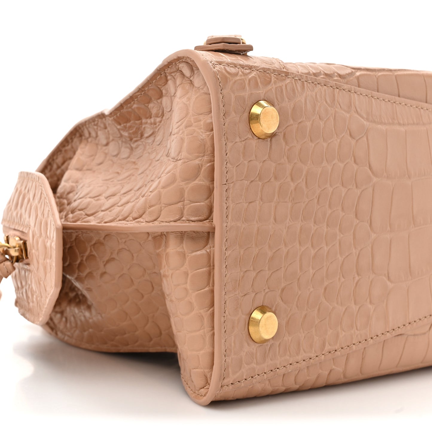 Extra Supple Calfskin Crocodile Embossed Neo Classic Gold Hardware S City  Nude Beige