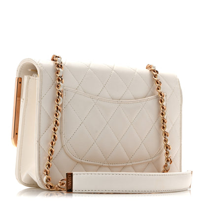 Chanel Lambskin Quilted Frame Wallet On Chain WOC White 3 of 18
