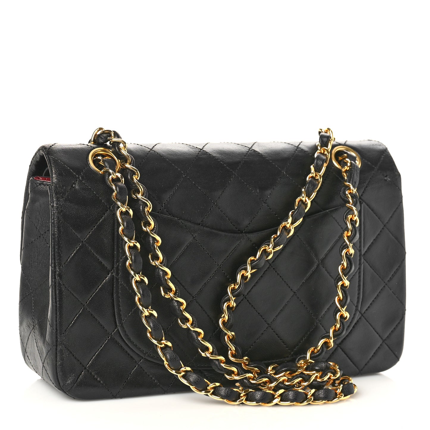 Lambskin Quilted Small Double Flap Black
