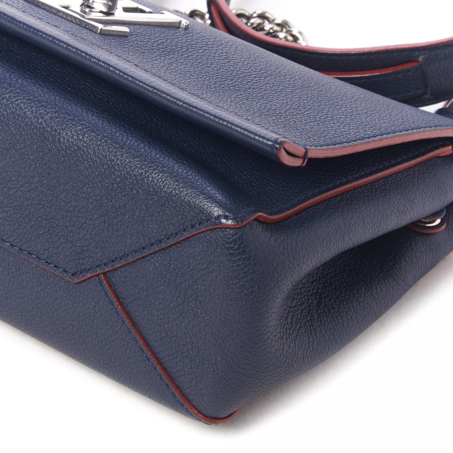 Calfskin Lockme II Chain Bag BB Marine Rouge